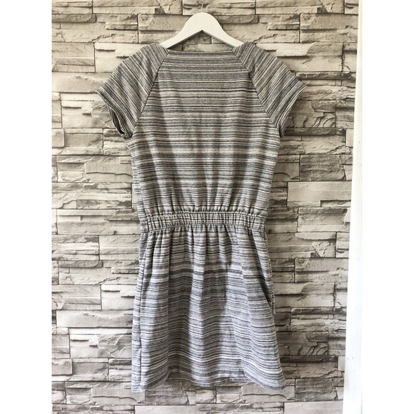 Gap Women’s Dress XS Gray A Line Short Sleeve Knit Pockets Stripe Stretch Cotton - Picture 2 of 9